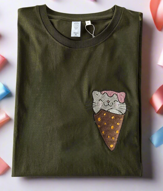 cute kitty in cone t-shirt